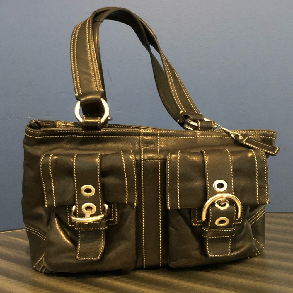 Coach Soho Leather Double Pocket Satchel